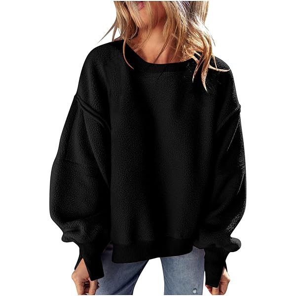 Mzkdieey Womens Sherpa Fuzzy Fleece Sweatshirts Casual Long Sleeve